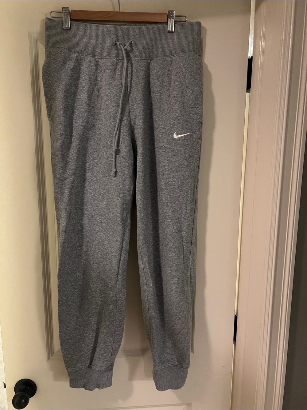 Nike Kids Gray Jogger Sweatpants with White Swoosh